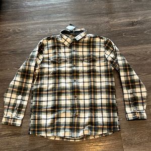 mens eddie bauer fleece plaid button up